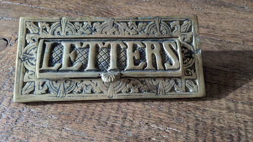 Vintage brass letter box plate - brass,