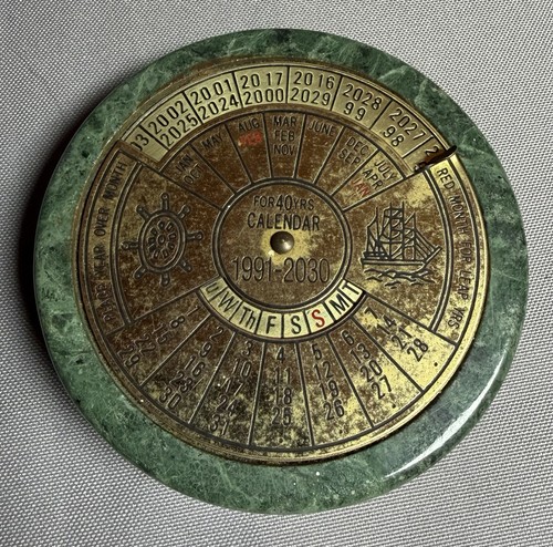 Vintage brass green - brass, marble