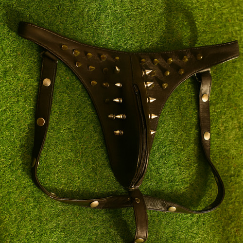Mens real leather jockstrap - leather,