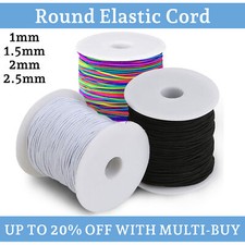 Elastic Cord Black / White/ Rainbow Round Cord Crafts Hat Face Masks Beading