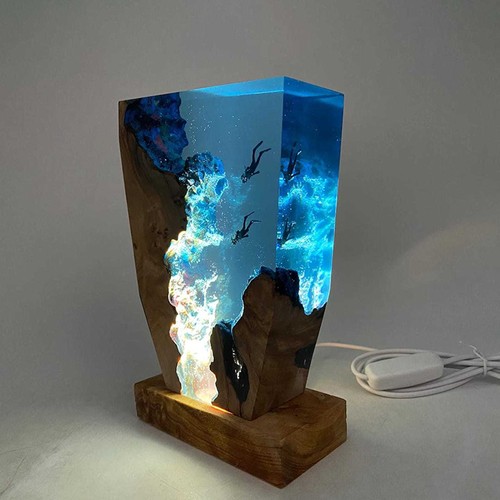 Epoxy resin lamp ocean night - ocean,