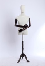 Male Tailor's Dummy Wooden Arms Hands Adjustable Fabric Covered Torso