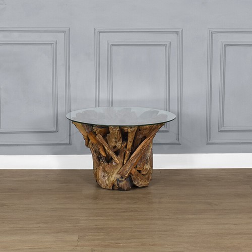 Teak driftwood round coffee - teak,