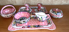 Vintage Maling Pink Lustre Ware Mixed Lot 8 Pieces Bowls/CandleSticks/Plates etc