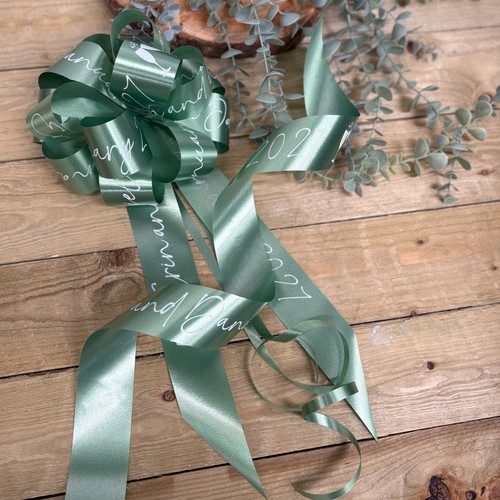 Sage green car - green, ribbon