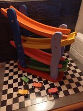 Chase Track Wooden 4 Level Car Ramp Race Track - Includes 4 Wooden Toy Cars 
