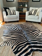 Zebra Cowhide Rug Average Size: 7' X 7' Genuine Zebra Print Brown Inner Stripes
