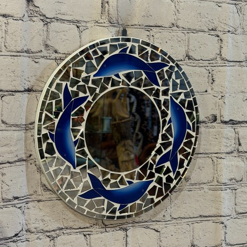 Blue dolphin mosaic tile - blue,