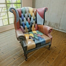 Contract Crib 5 Chesterfield Patchwork LEATHER Queen Anne Chair Pubs Restaurants