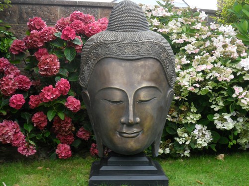 Large buddha mask stone garden - buddha,