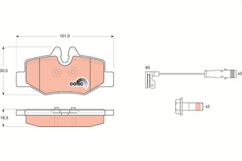 Trw gdb1601 rear brake - gdb1601, pads