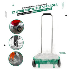 Garden 12L Soil Seed Salt Grit Spreader Fertiliser Grass Lawn Feed Spreader DIY