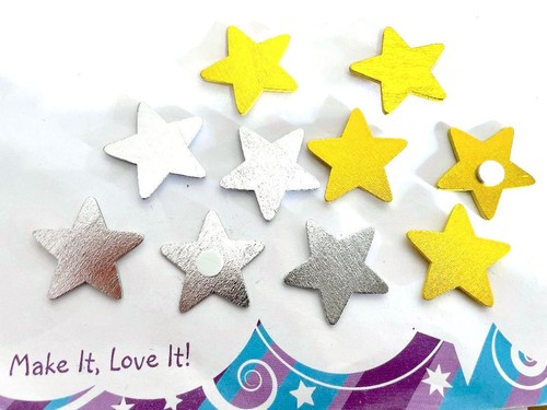 Metallic wooden star - metallic,