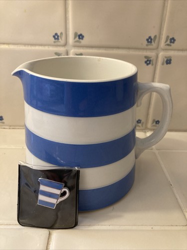 Green cornishware 1pt jug - g,