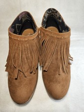 Women’s Brown Suede Fringe Ankle Boots – Size UK 6 / EU 39 – New Without Box