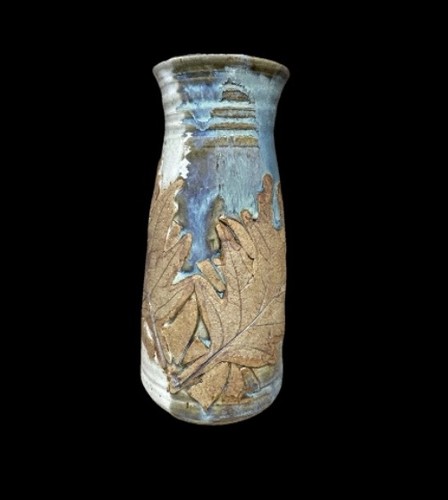 Pottery vase oak leaf enhanced - leaf,