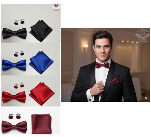 Bow tie cufflinks handkerchief - tie,
