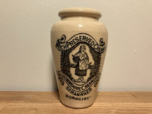Pictorial cream pot crock - pictorial,