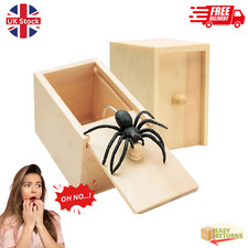 Wooden Prank Spider Scare Box Hidden in Case Trick Play Joke Scare Box Gag Toy