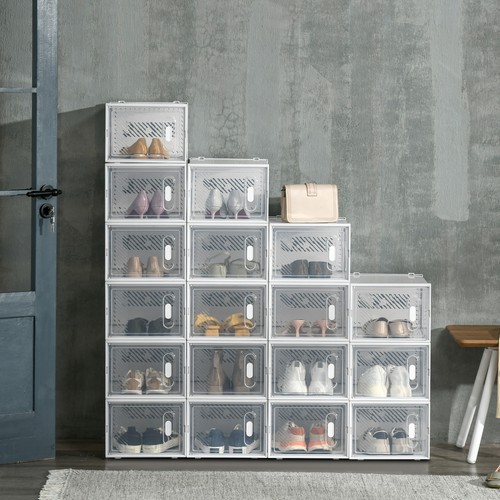 18pcs stackable shoe box clear - 18pcs,