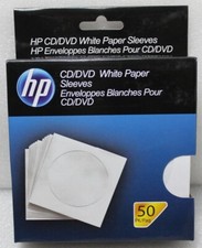 50 HP CD / DVD White Paper Sleeves Disc Storage Protectors w/Clear Window Flap