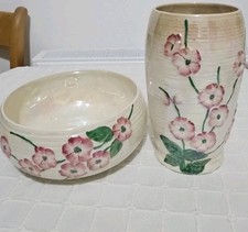 Maling Vintage Lustreware Pottery X2 Vase and Fruit Bowl