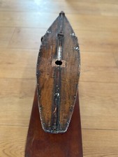 Vintage 1930s Pond Yacht Hull Folk Art Home Made Mahogany Deck Original Paint
