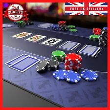 Texas Poker Hold'Em Layout Table Top Mat Pad Cover Waterproof Casino Felt Blue