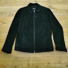 Wallace Sacks Suede Leather Jacket Mens S Small Black Collection Full Zip Bomber