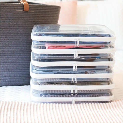 Clear storage bins stackable - -,