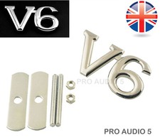 V6 Grill Chrome Car Badge -