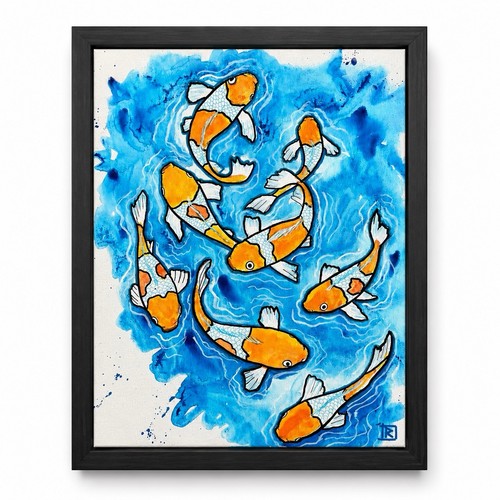 Original koi fish - fish, painting