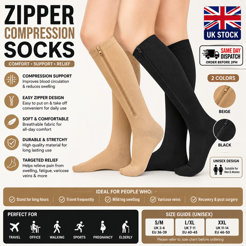Zip compression socks - zip, closed