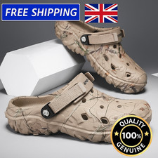 New Men’s Camo Slip-On Crocs Sandals Non-Slip Beach Garden Mules Summer Shoes