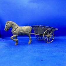 Brass Horse & Cart Shire-Horse with Waggon Vintage Large 10" Heavy Ornament