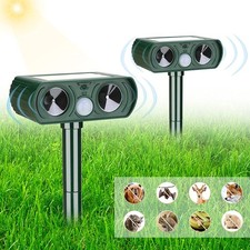 Solar Ultrasonic Dog Cat Repellent Fox Pest Scarer Deterrent Repeller Outdoor