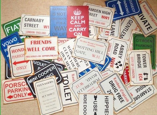 Vintage metal tin signs - metal,