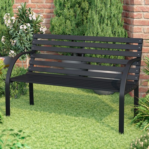 Metal garden bench slatted - slatted, 2