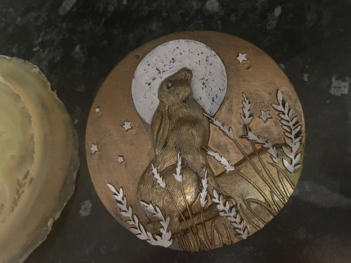 Small moon gazing - moon, hare