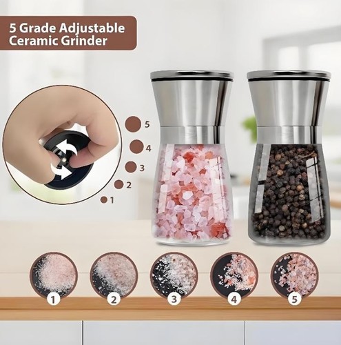 2pcs salt pepper grinder set - salt,