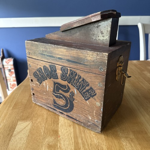 Vintage wooden shoe shine - wooden,