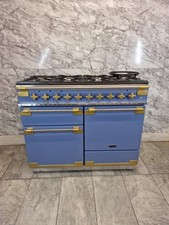 RANGEMASTER COOKER ELISE RANGE COOKER 110 CM DUAL FUEL IN PIGEON BLUE AND GOLD