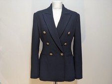 Zara Tailored Double Breasted Navy Textured Blazer Size M