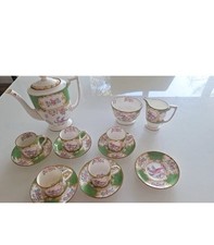 Minton Tea/Coffe Set Cockatrice Green Chinoiserie Revival Manufactured In The UK