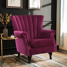 Retro Wine Red Armchair Wing