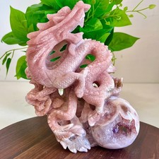 3.48LB Chinese natural pink purple hand carved elephant home decoration