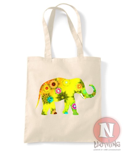 Elephant floral tote bag