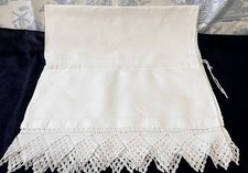 Antique White Double Lace Ended Bolster Pillowcase Drawstring 70" 178cm XL G100