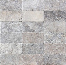 Sample of Premium Tumbled Silver Travertine Wall & Floor Tile 7.5cm x 15 cm