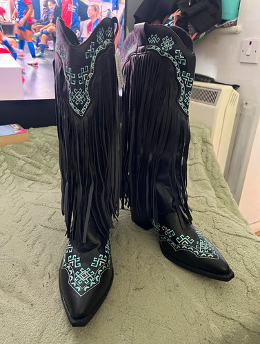 Ladies black knee high - ladies, cowboy